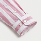 Linen-Cotton Striped Shirt Long Sleeve Relaxed Fit for Men