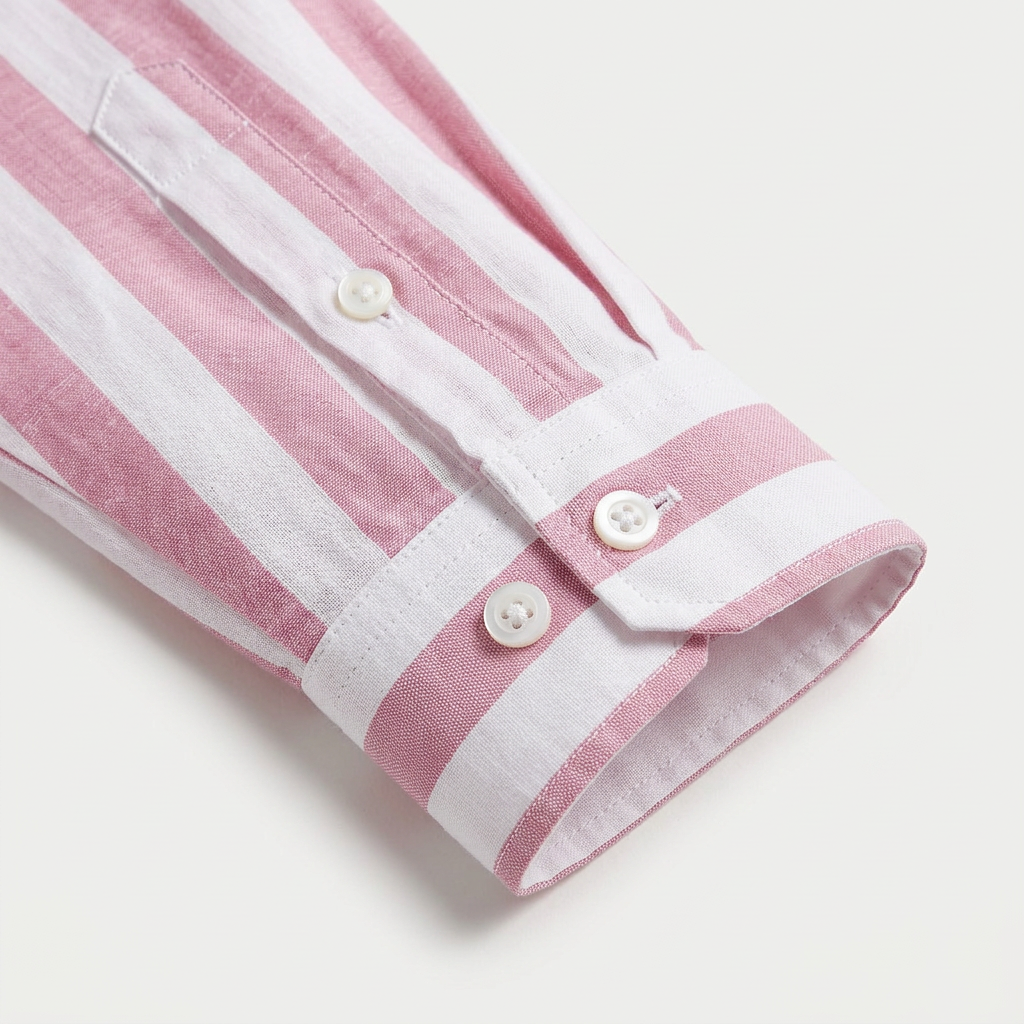 Linen-Cotton Striped Shirt Long Sleeve Relaxed Fit for Men