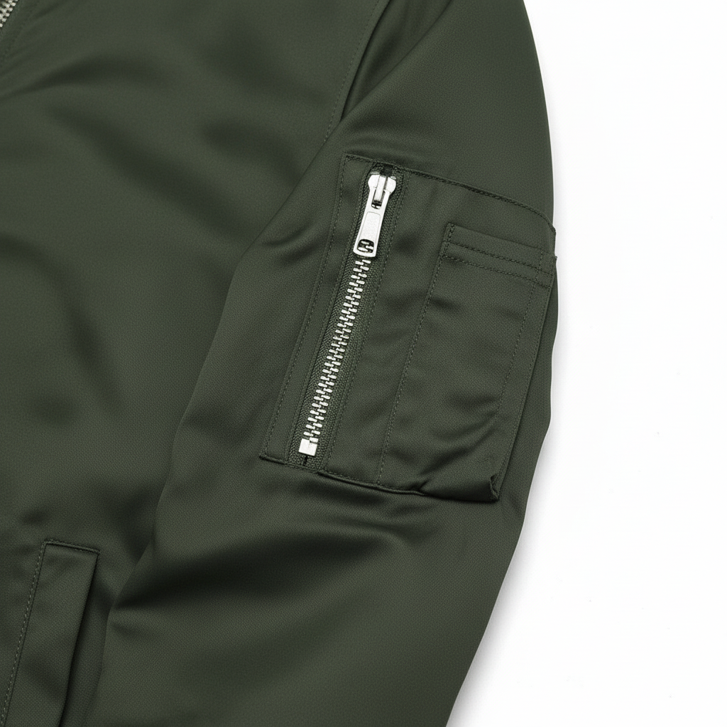 Slim Fit Zip-Up Bomber Jacket Ribbed for Men