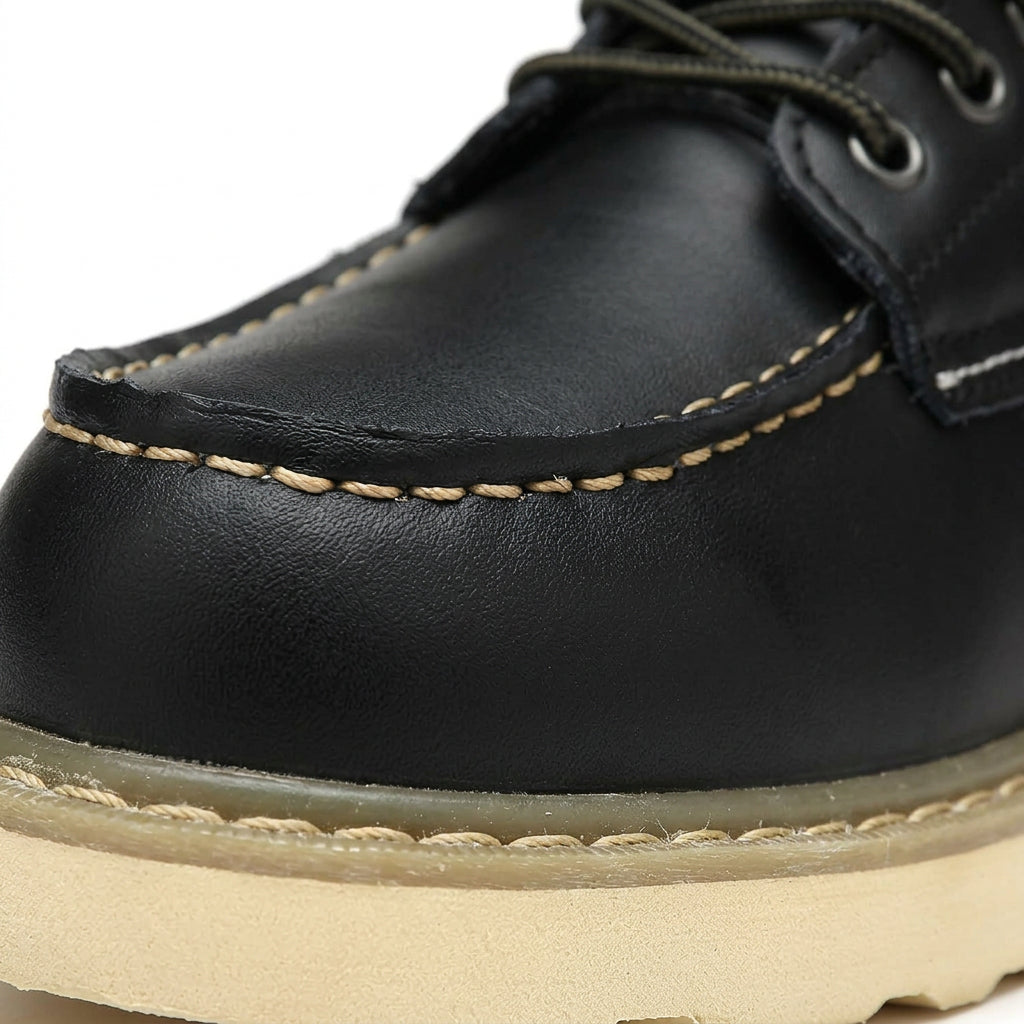 Contrast Stitch Vegan Leather Lace-Up Ankle Boots for Men