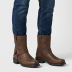 Leather Strap Ankle Boots Rugged Construction for Men