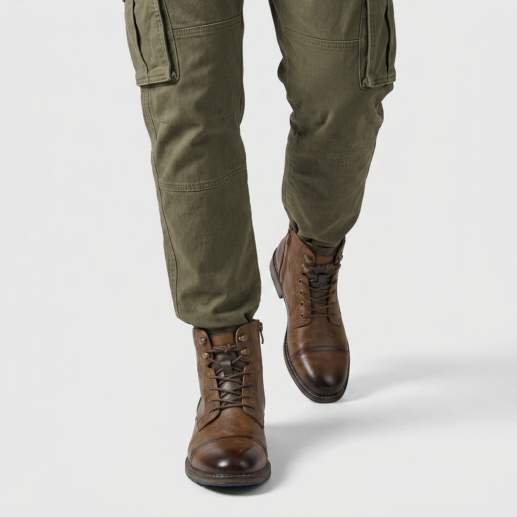Lace Up Leather Boots Vintage Style for Men