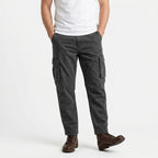 Cargo Pants Straight Fit Button Waist Flap Pockets for Men