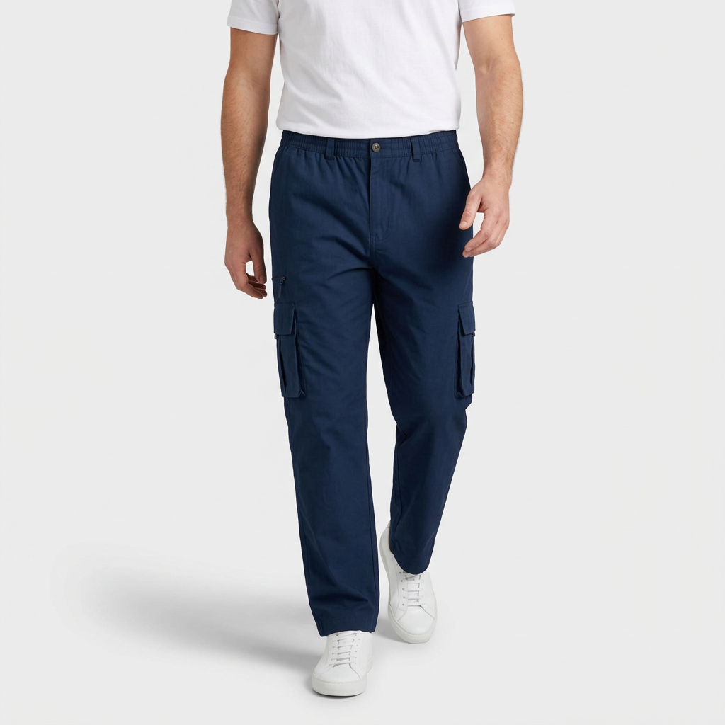 Cargo Pants Regular Fit Button Waist Multi Pocket for Men