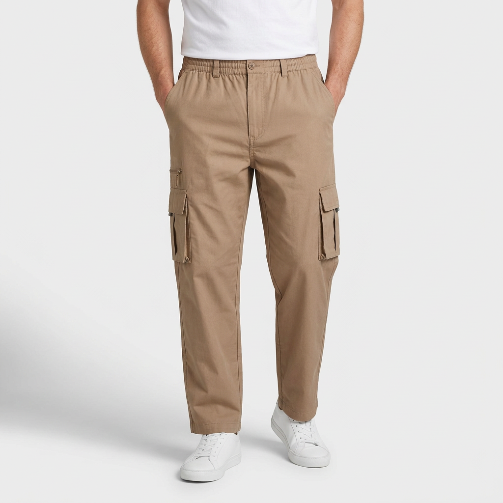 Cargo Pants Regular Fit Button Waist Multi Pocket for Men