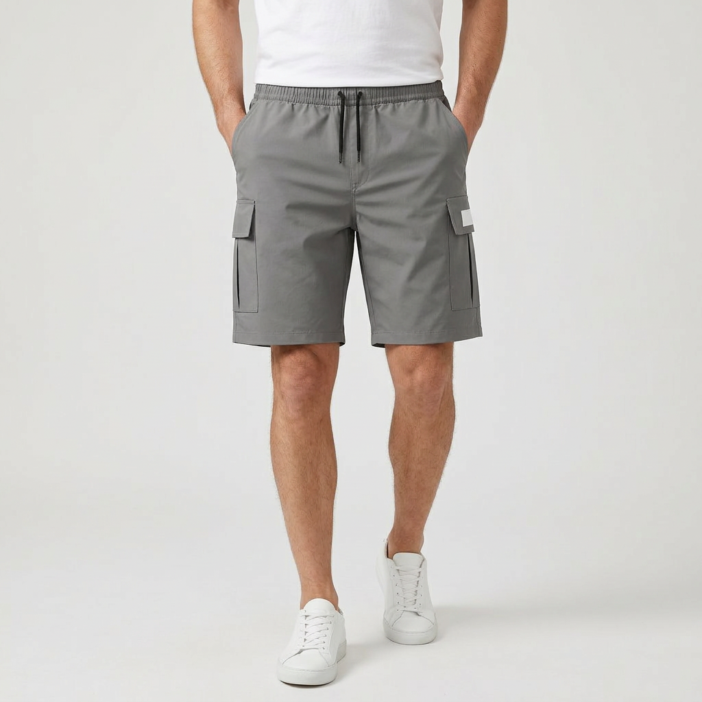 Cargo Shorts Elastic Waist Drawstring Multi Pocket for Men