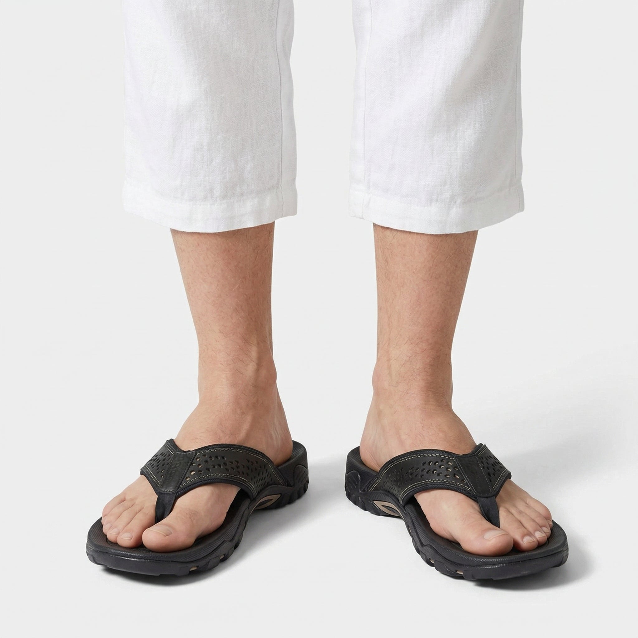 Flip Flops Textured Footbed Wide Strap Slip-On for Men