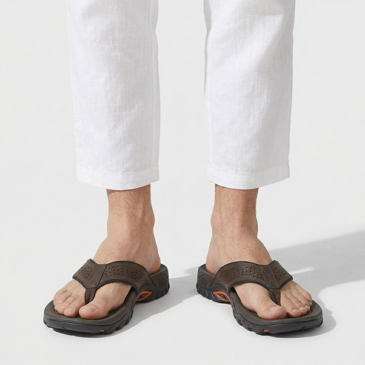 Flip Flops Textured Footbed Wide Strap Slip-On for Men