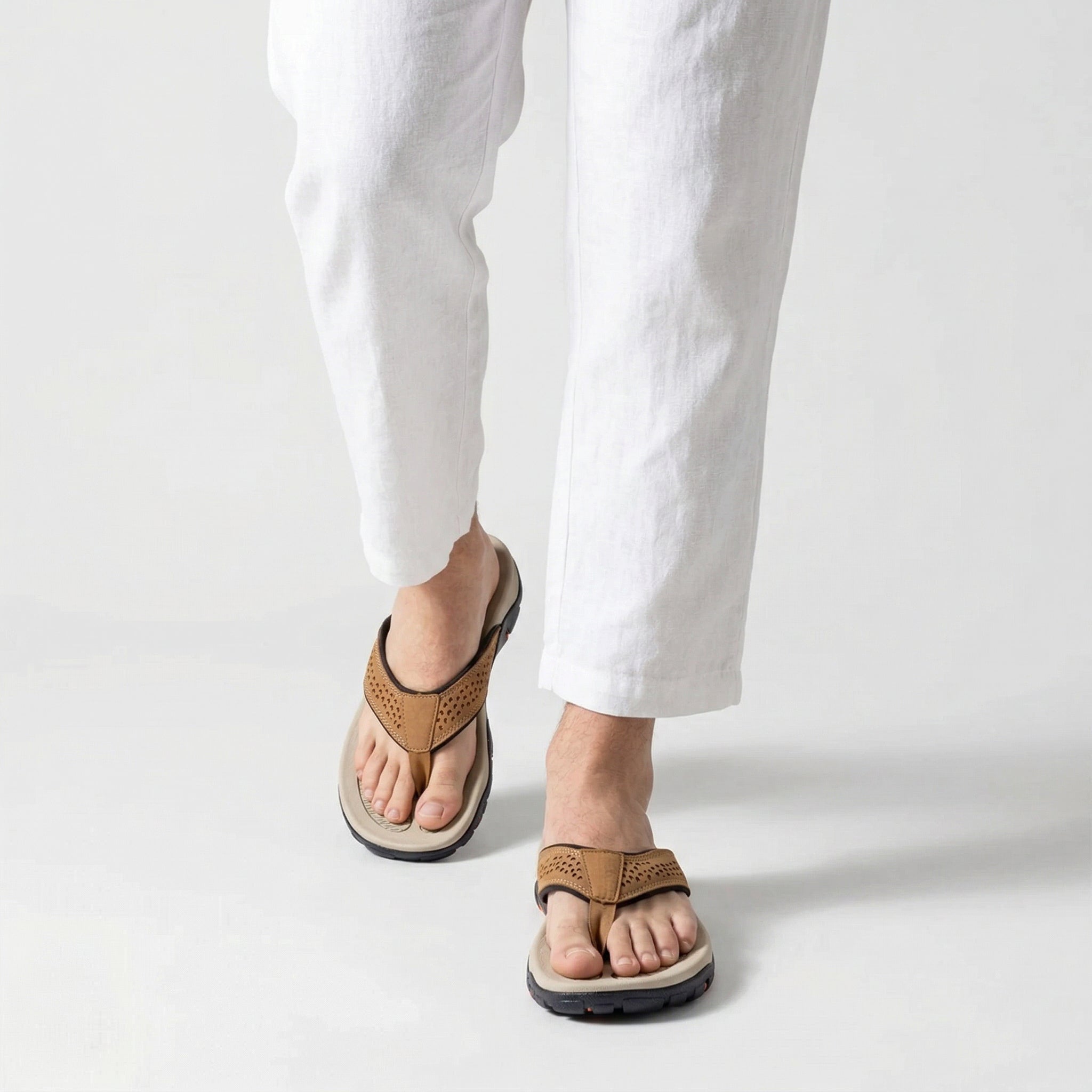 Flip Flops Textured Footbed Wide Strap Slip-On for Men