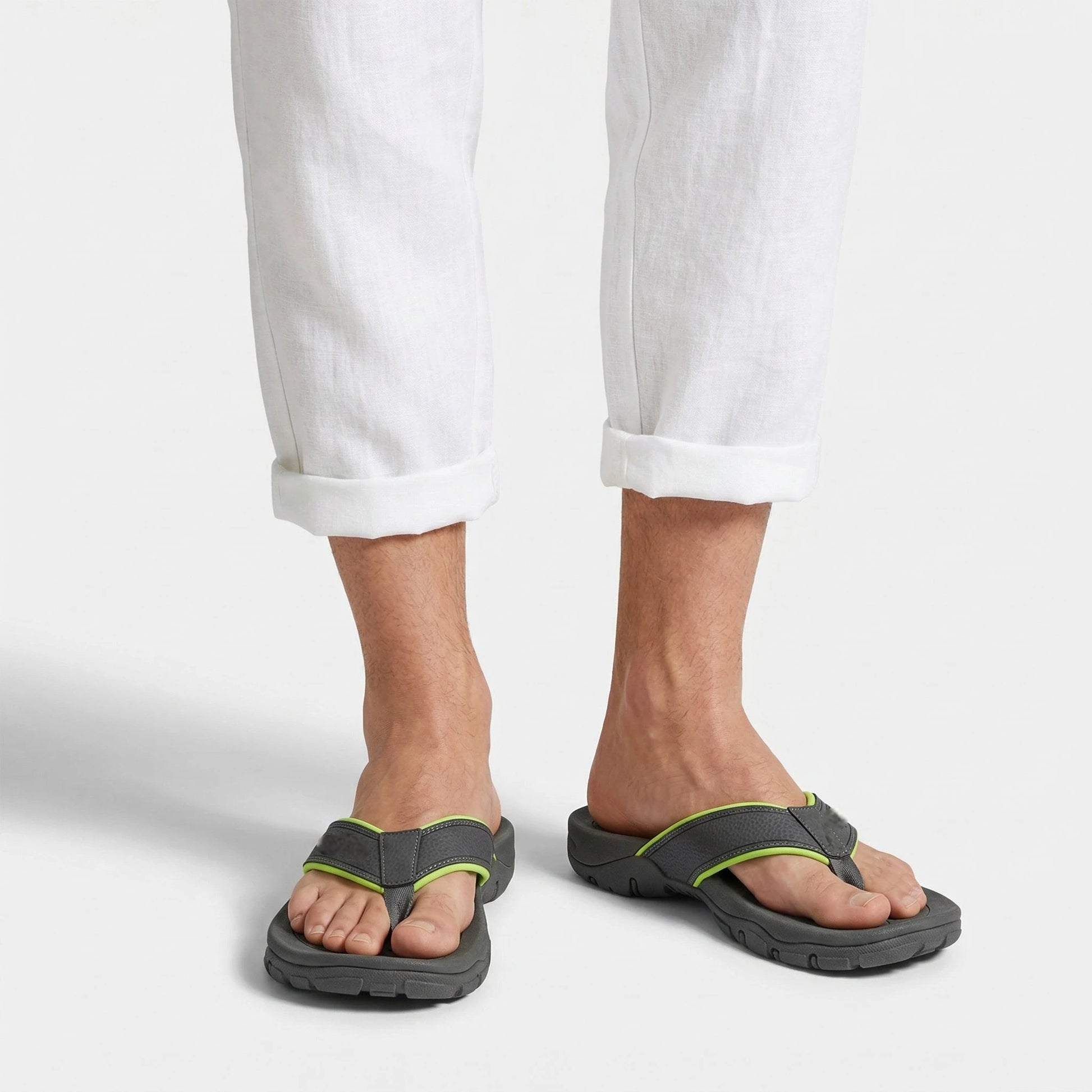 Flip Flops Textured Footbed Wide Strap Slip-On for Men