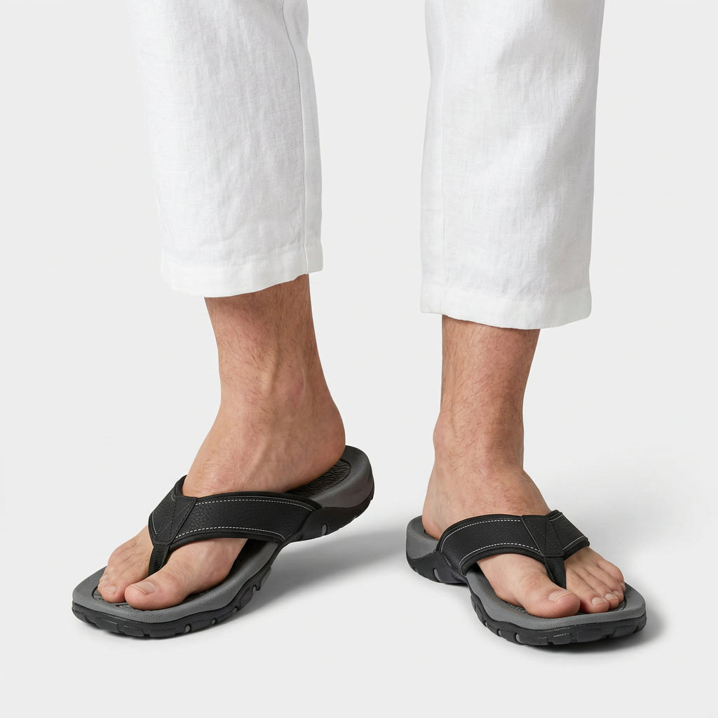 Flip Flops Textured Footbed Wide Strap Slip-On for Men