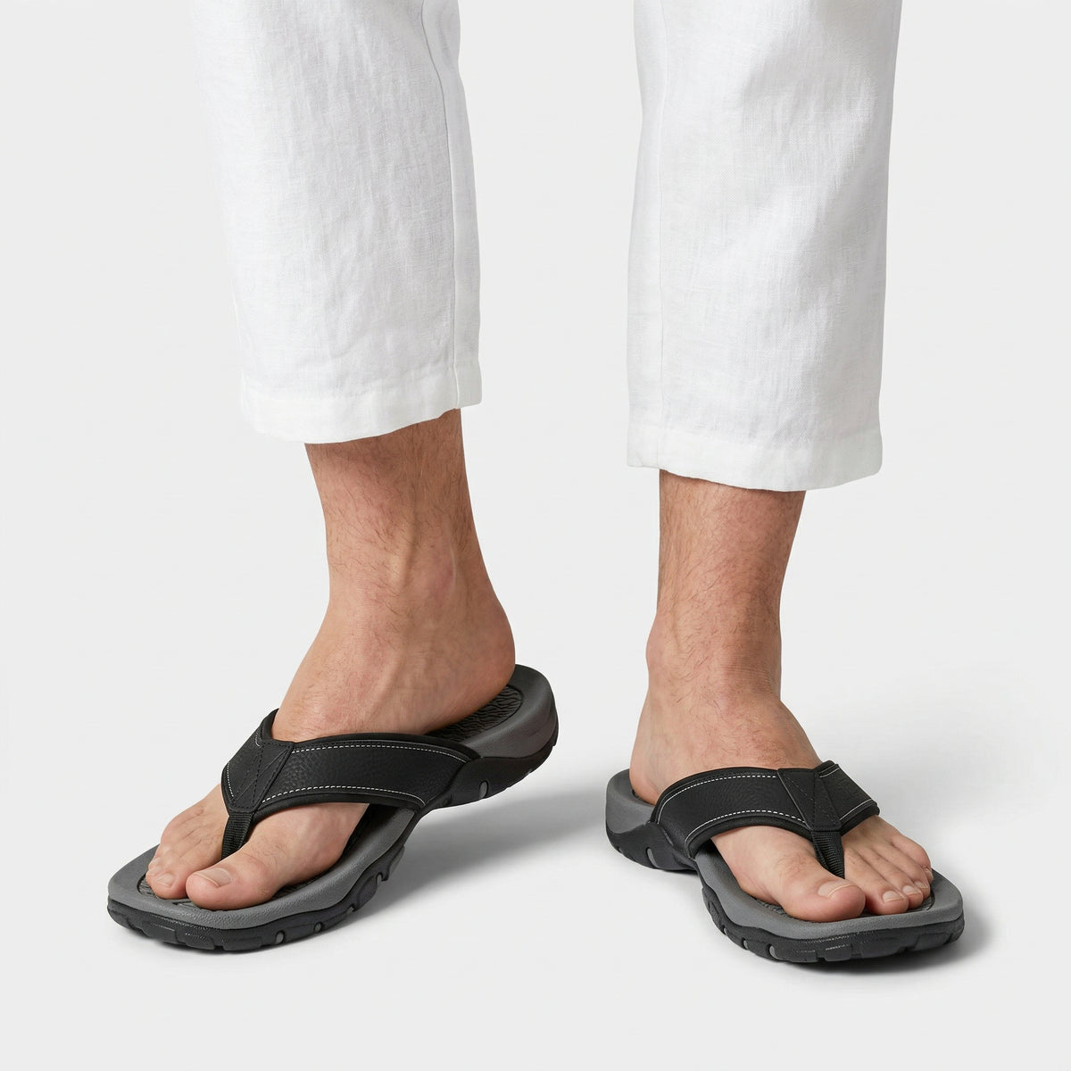 Flip Flops Textured Footbed Wide Strap Slip-On for Men