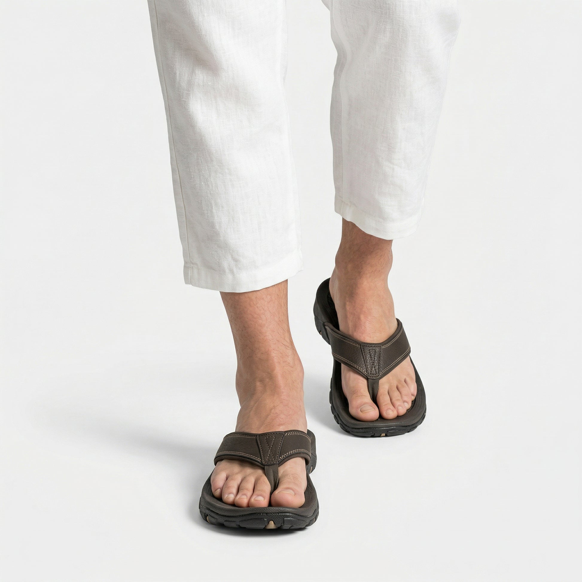 Flip Flops Textured Footbed Wide Strap Slip-On for Men