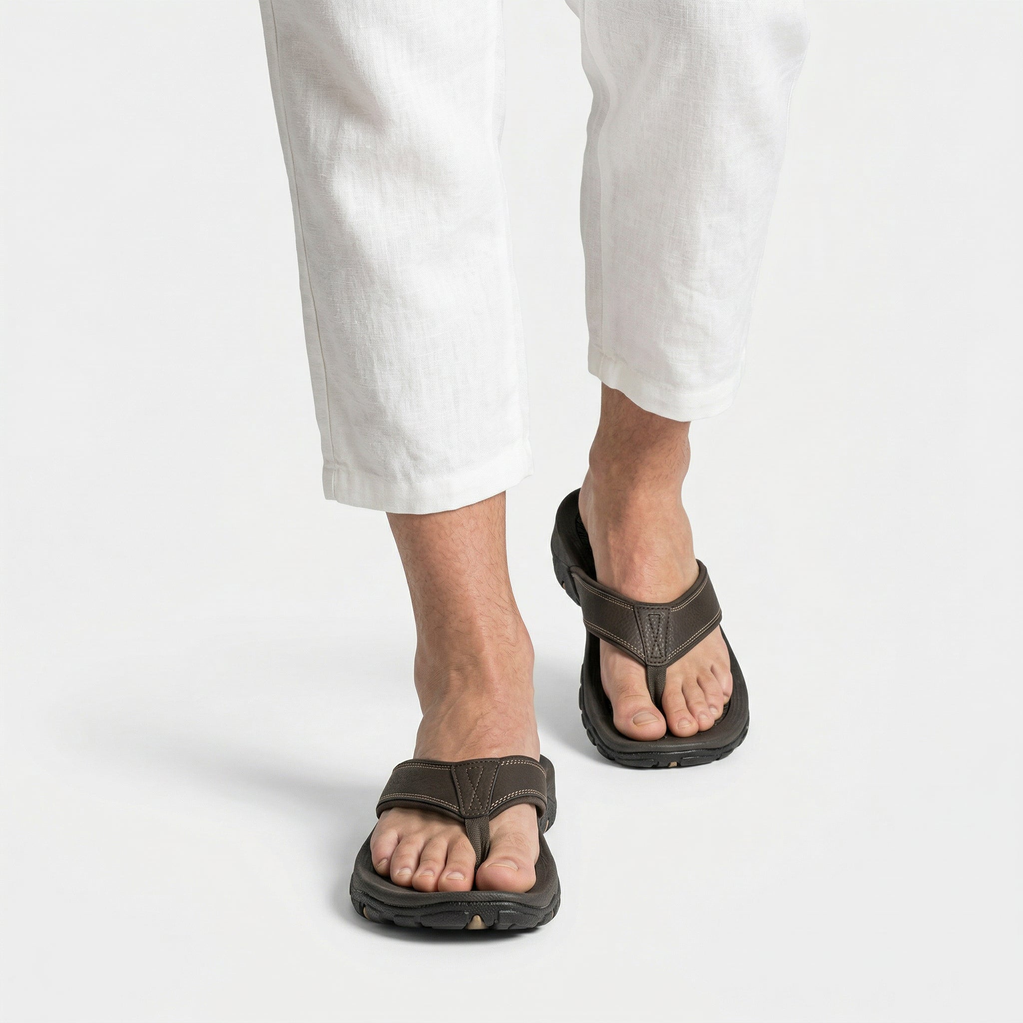 Flip Flops Textured Footbed Wide Strap Slip-On for Men