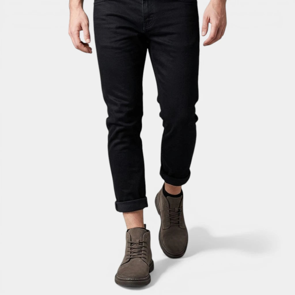 Suede Lace-Up Ankle Boots Round Toe for Men
