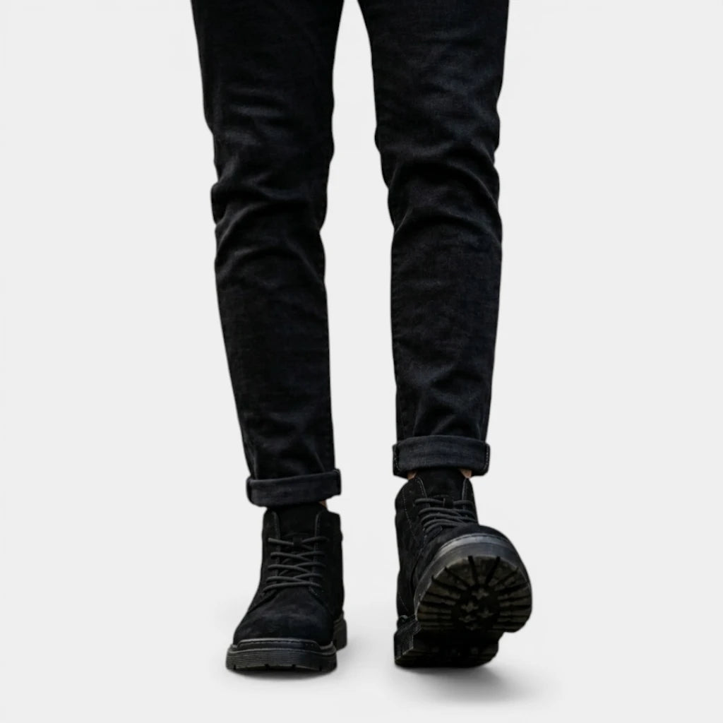 Suede Lace-Up Ankle Boots Round Toe for Men