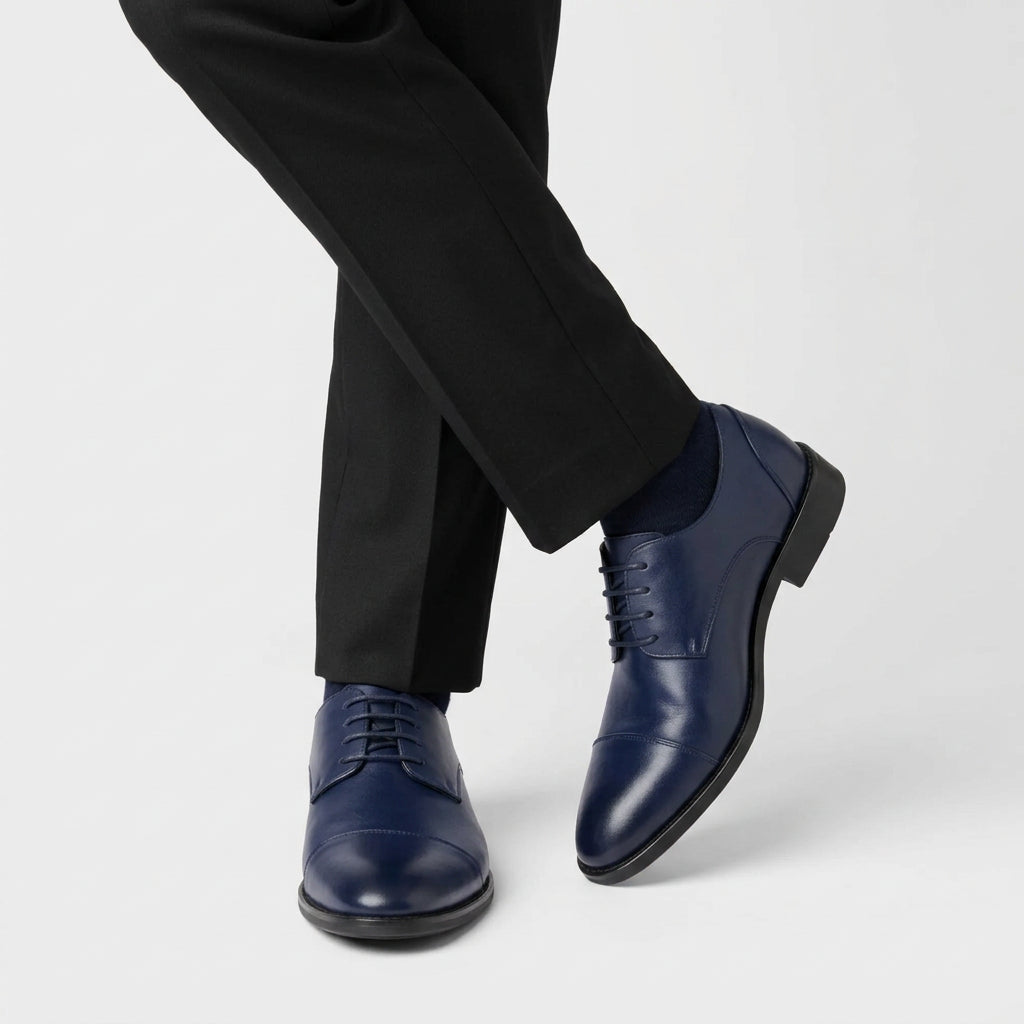 Cap-Toe Oxford Shoes Full-Grain Leather Lace-Up for Men