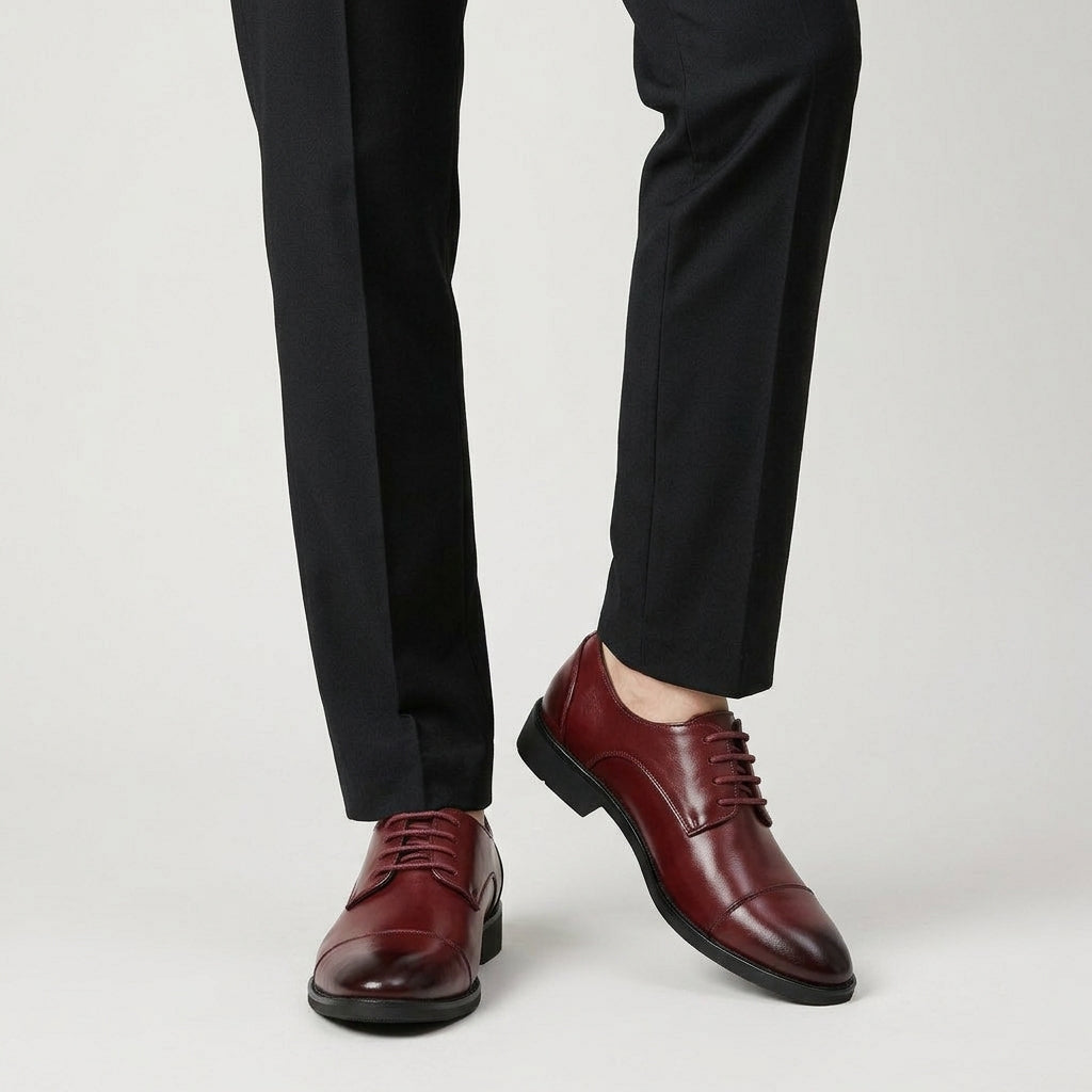 Cap-Toe Oxford Shoes Full-Grain Leather Lace-Up for Men