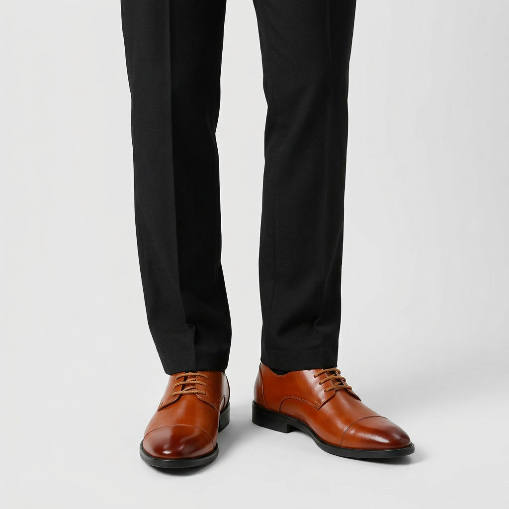 Cap-Toe Oxford Shoes Full-Grain Leather Lace-Up for Men