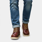 Contrast Stitch Vegan Leather Lace-Up Ankle Boots for Men