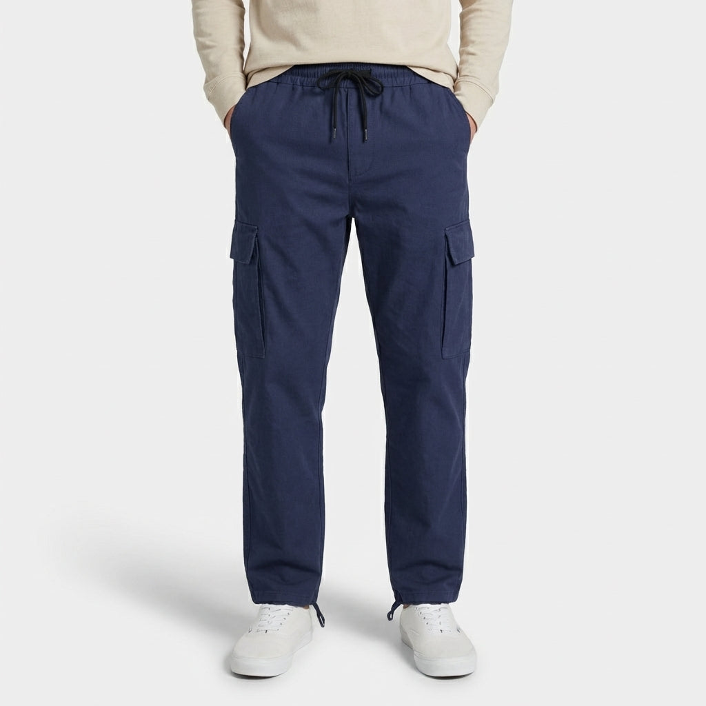 Cargo Pants Straight Fit Drawstring Waist Utility for Men