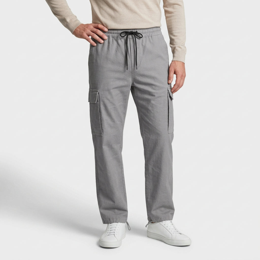 Cargo Pants Straight Fit Drawstring Waist Utility for Men