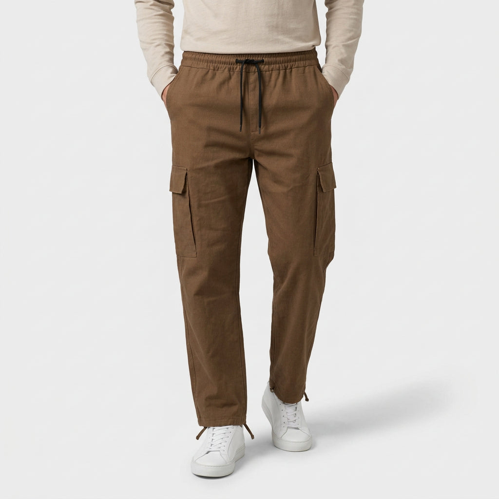 Cargo Pants Straight Fit Drawstring Waist Utility for Men