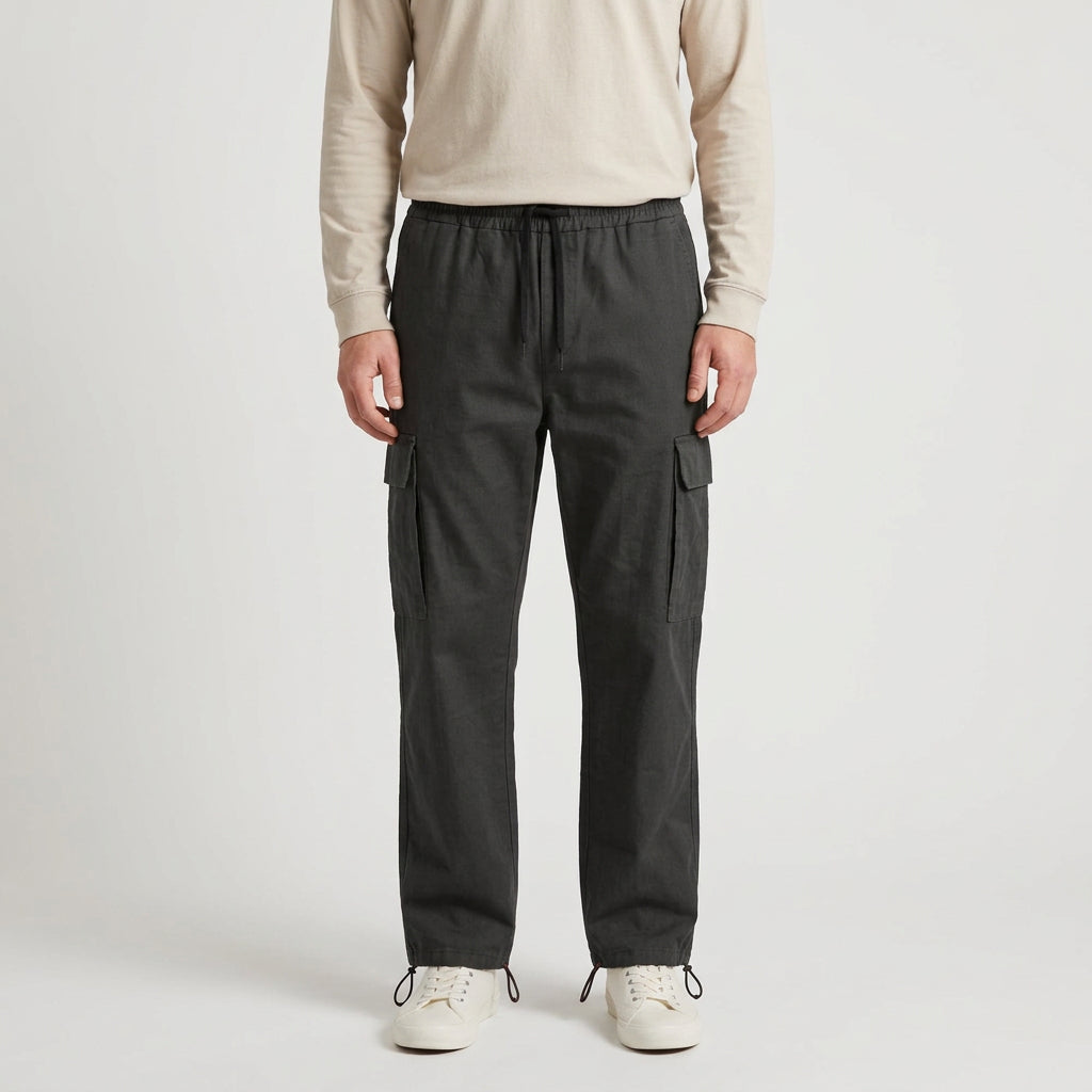 Cargo Pants Straight Fit Drawstring Waist Utility for Men