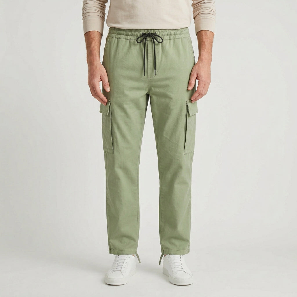 Cargo Pants Straight Fit Drawstring Waist Utility for Men