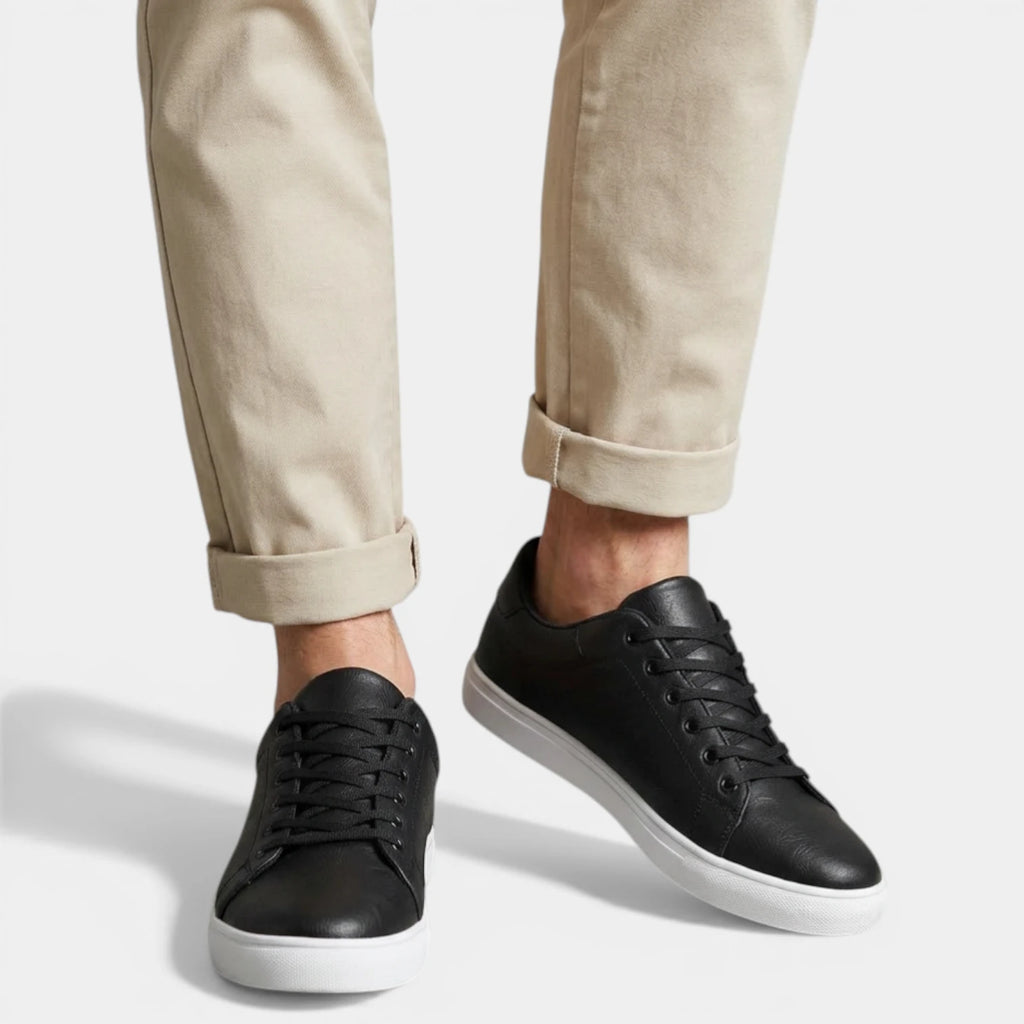 Lace Up Low Top Sneakers Textured Finish Round Toe Casual Shoes for Men