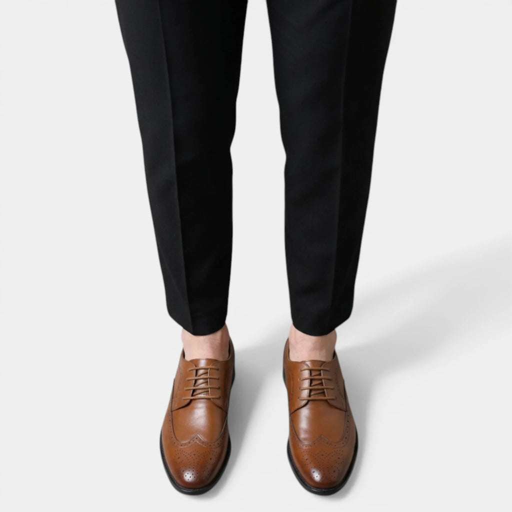 Wingtip Brogue Dress Shoes Lace-Up Perforated for Men