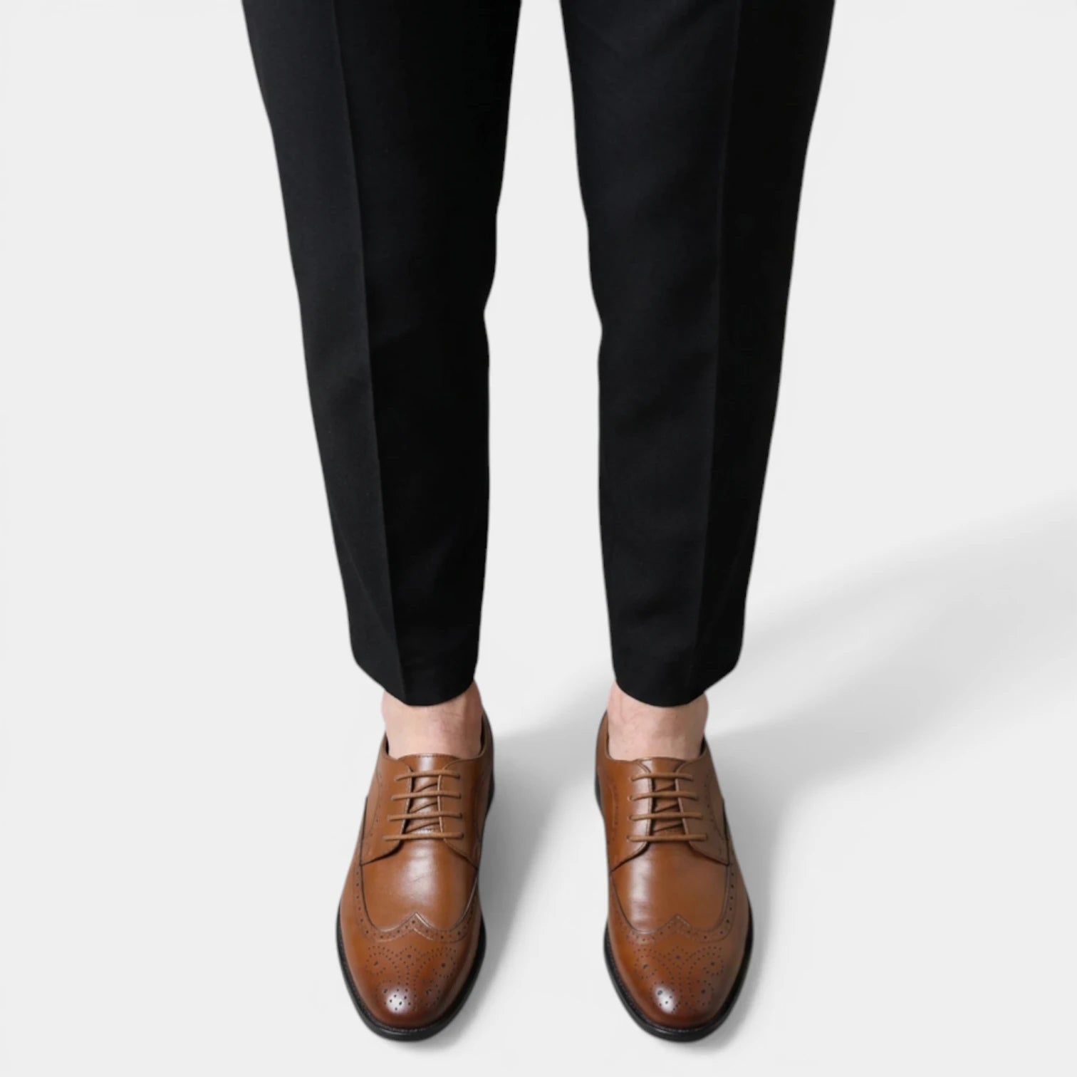Wingtip Brogue Dress Shoes Lace-Up Perforated for Men