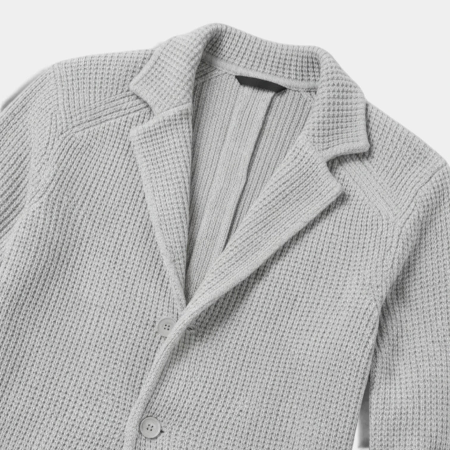 Up Knit Blazer Notch Lapel Textured Finish Regular Fit Jacket for Men