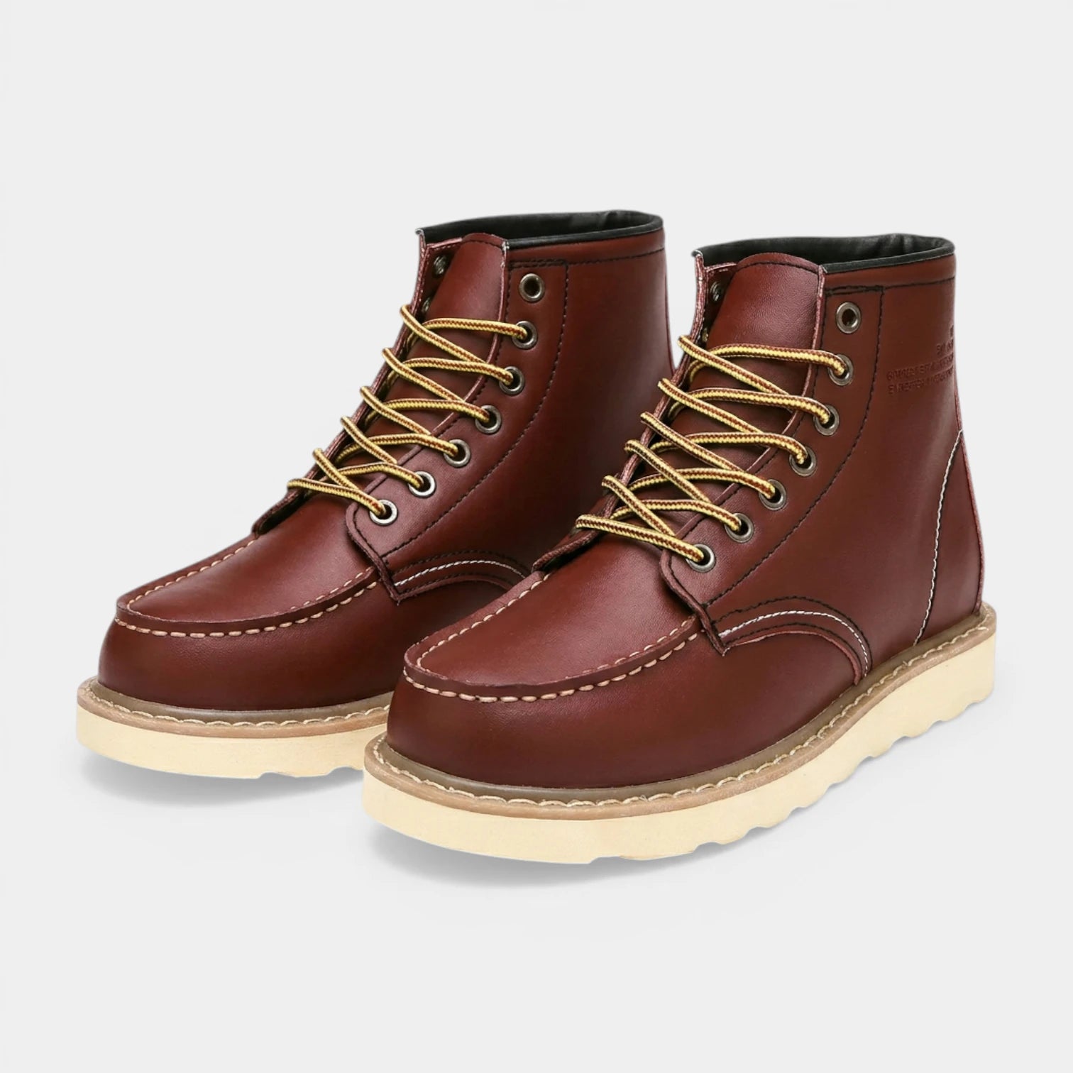 Contrast Stitch Vegan Leather Lace-Up Ankle Boots for Men