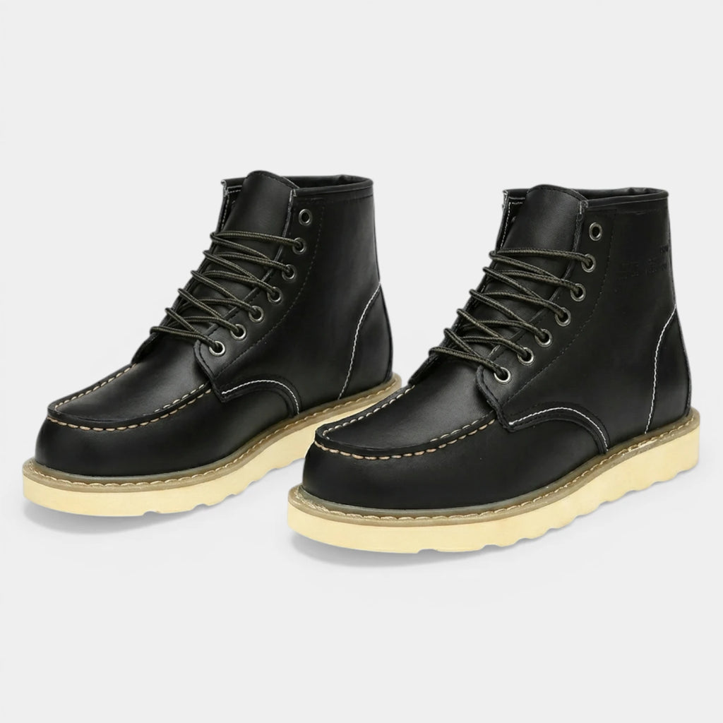 Contrast Stitch Vegan Leather Lace-Up Ankle Boots for Men