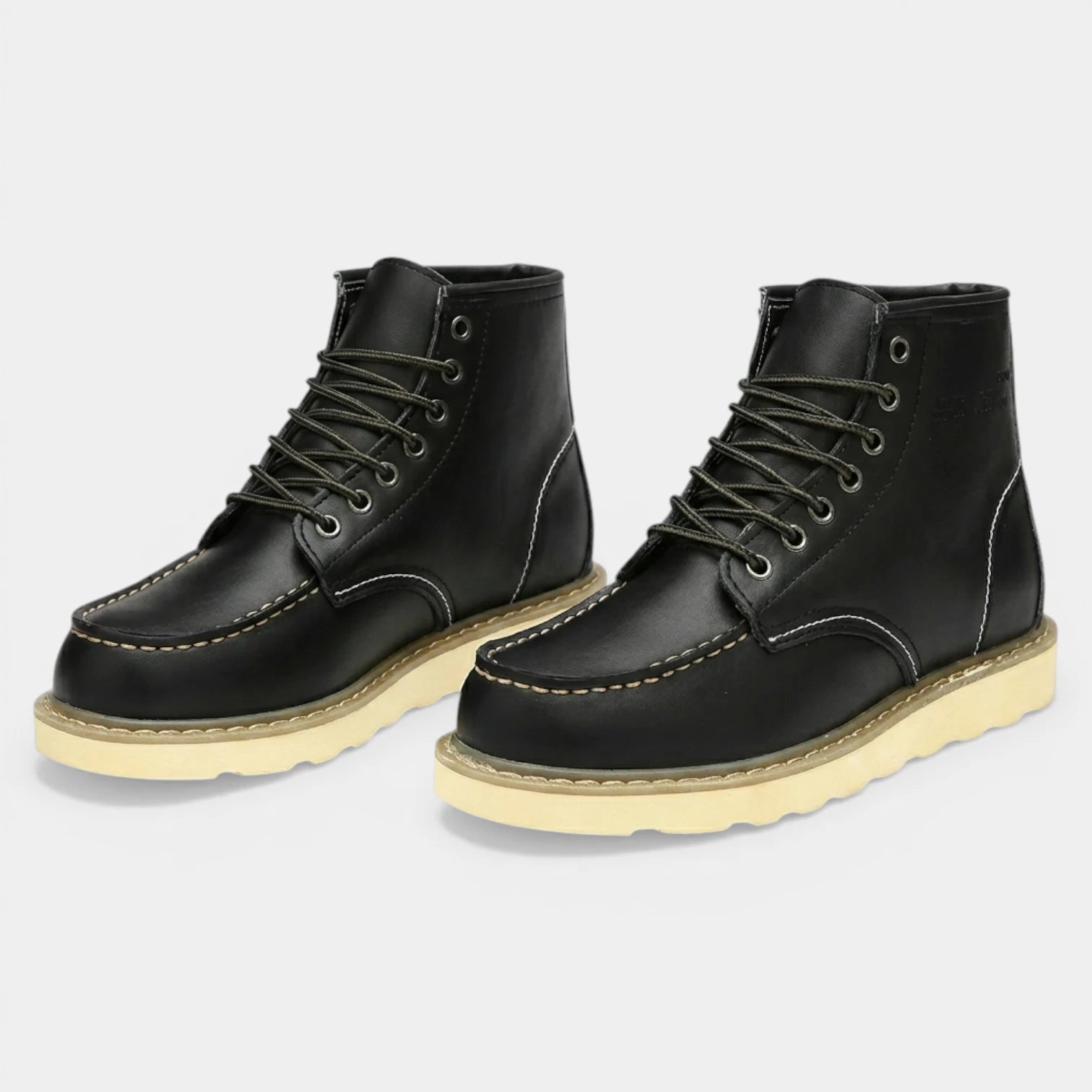 Contrast Stitch Vegan Leather Lace-Up Ankle Boots for Men