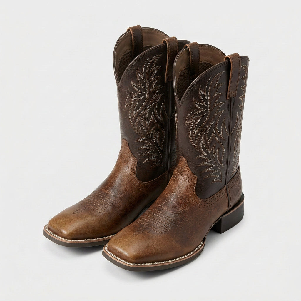 Western Cowboy Boots Embroidered Square Toe for Men