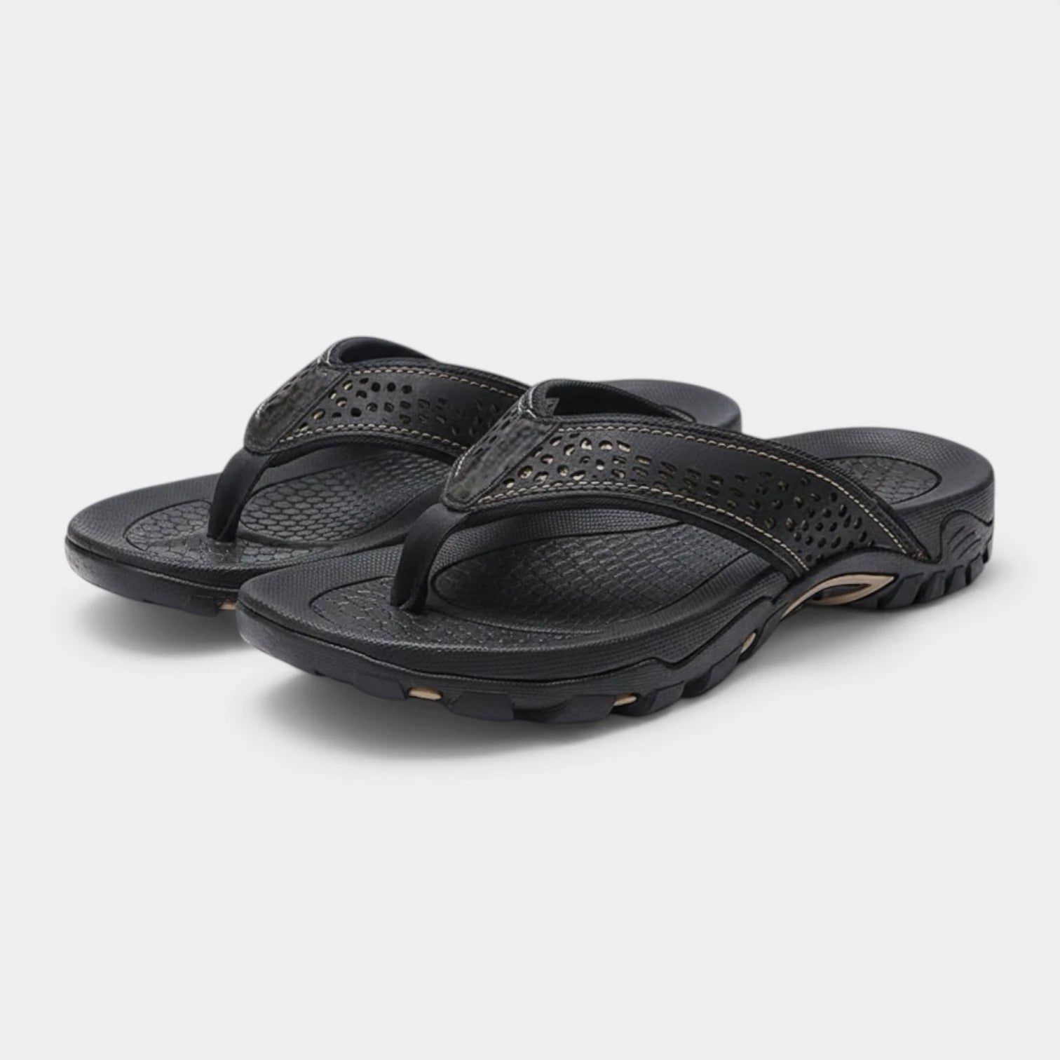 Flip Flops Textured Footbed Wide Strap Slip-On for Men