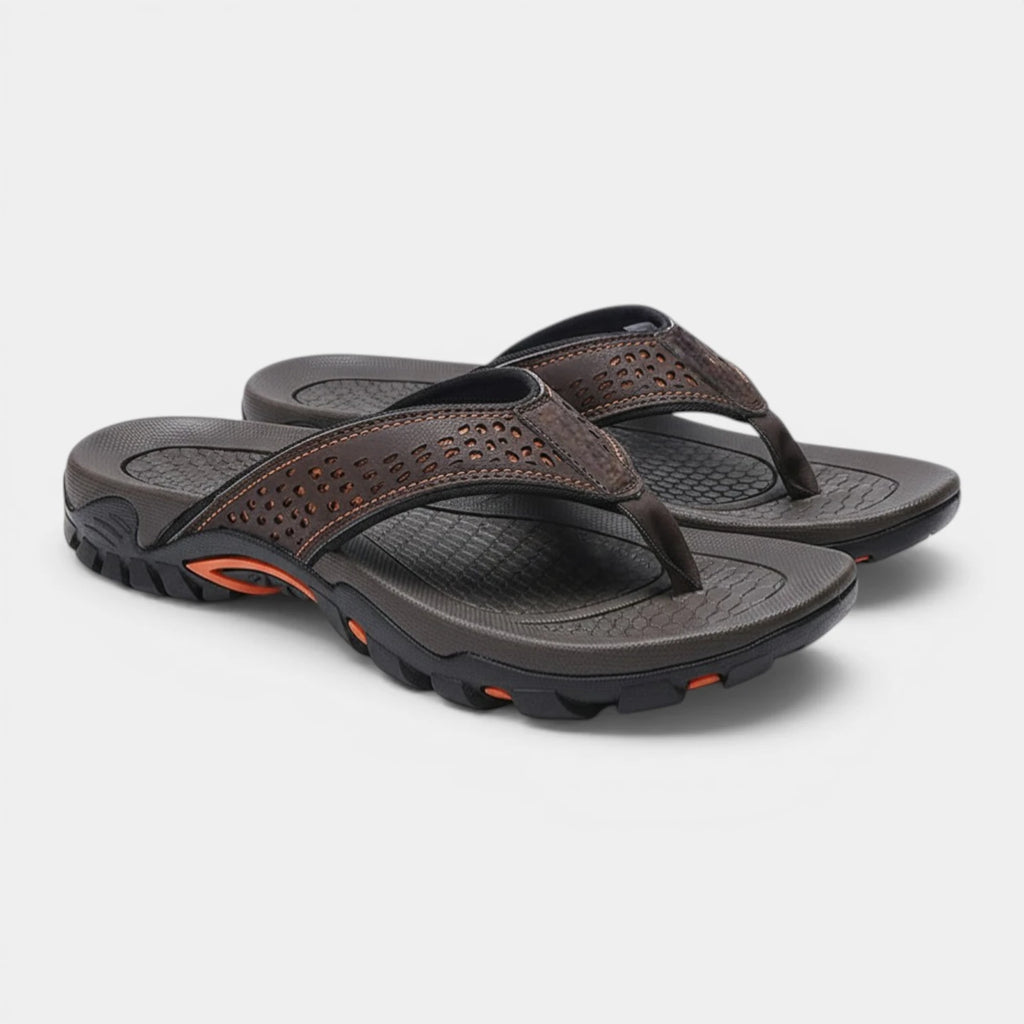 Flip Flops Textured Footbed Wide Strap Slip-On for Men