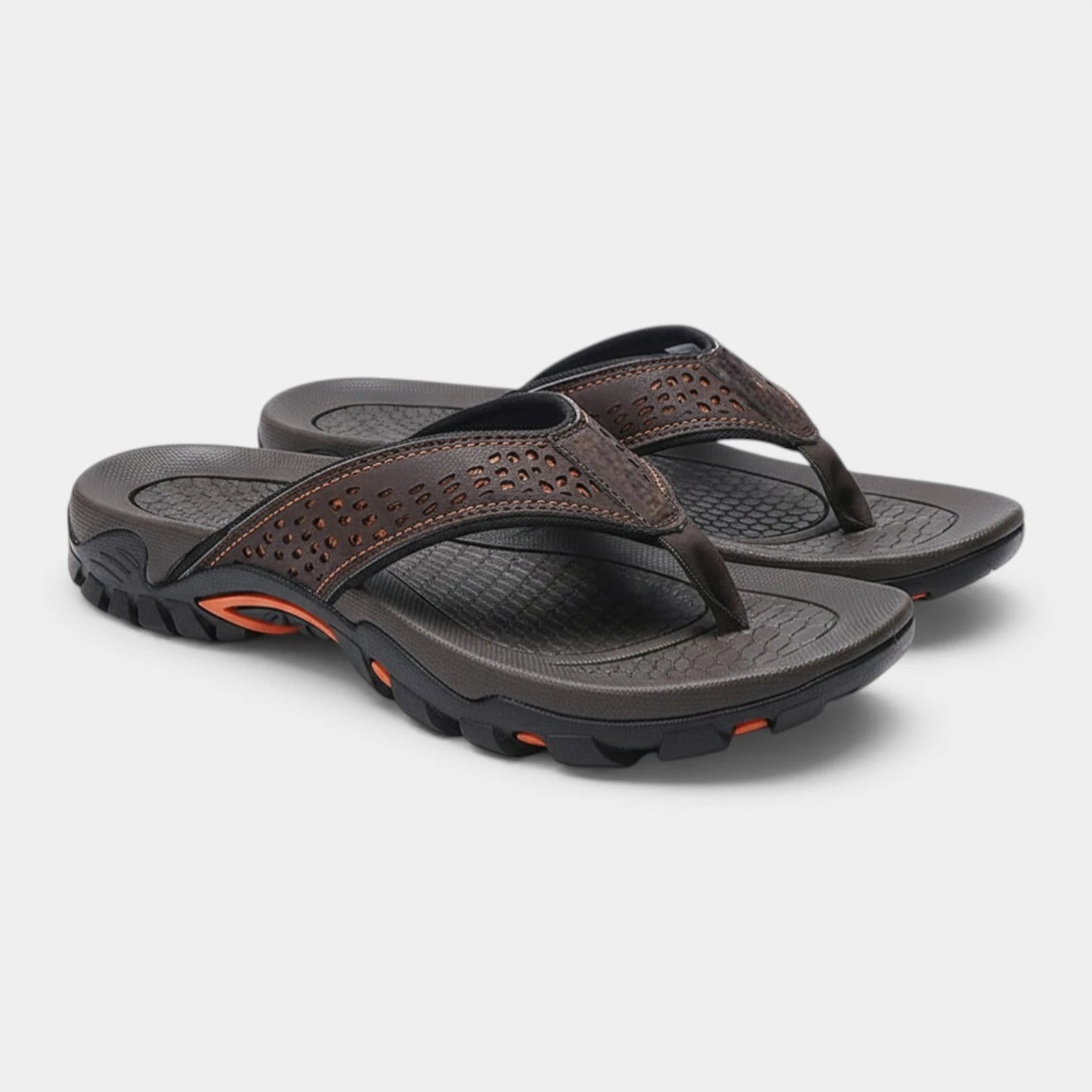 Flip Flops Textured Footbed Wide Strap Slip-On for Men