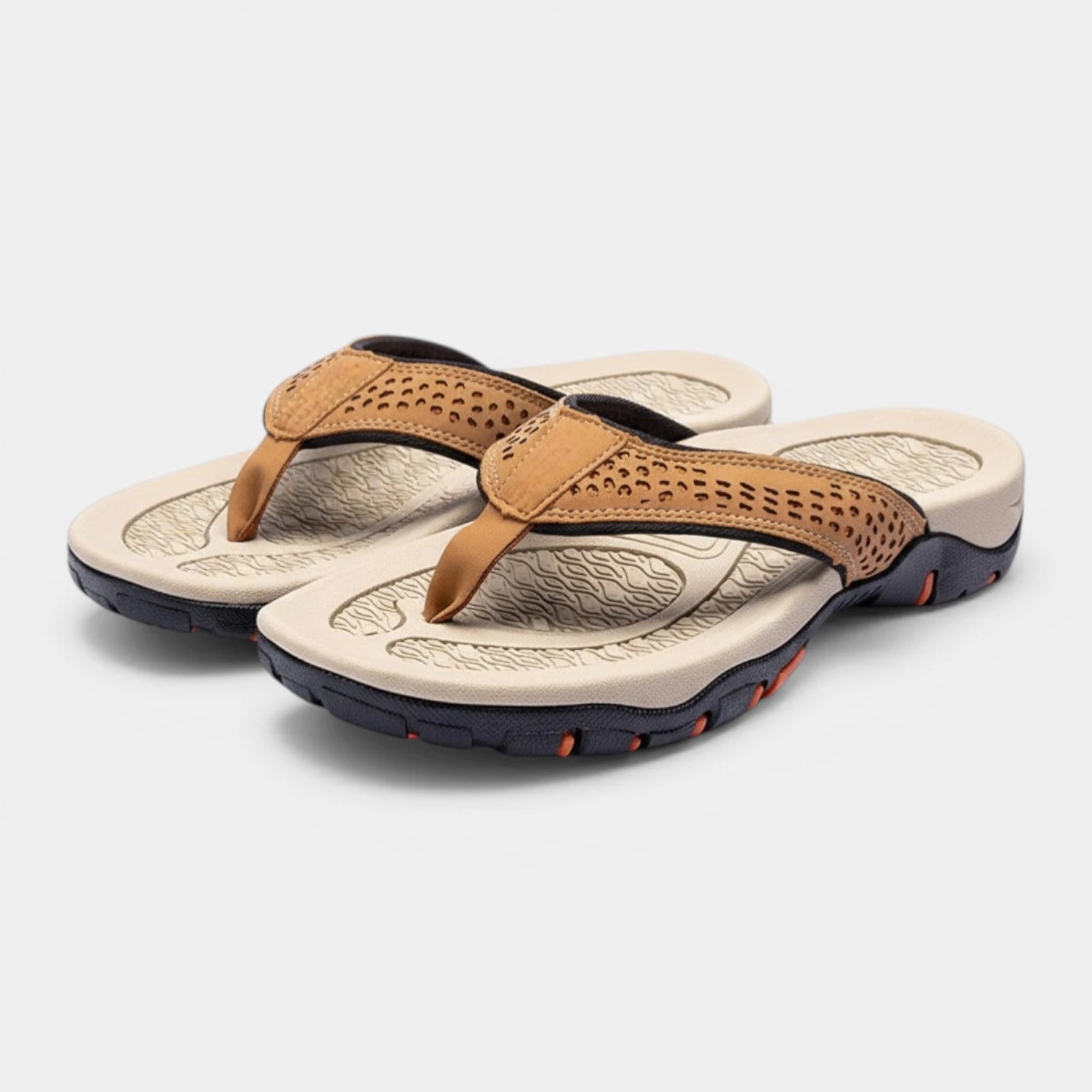Flip Flops Textured Footbed Wide Strap Slip-On for Men