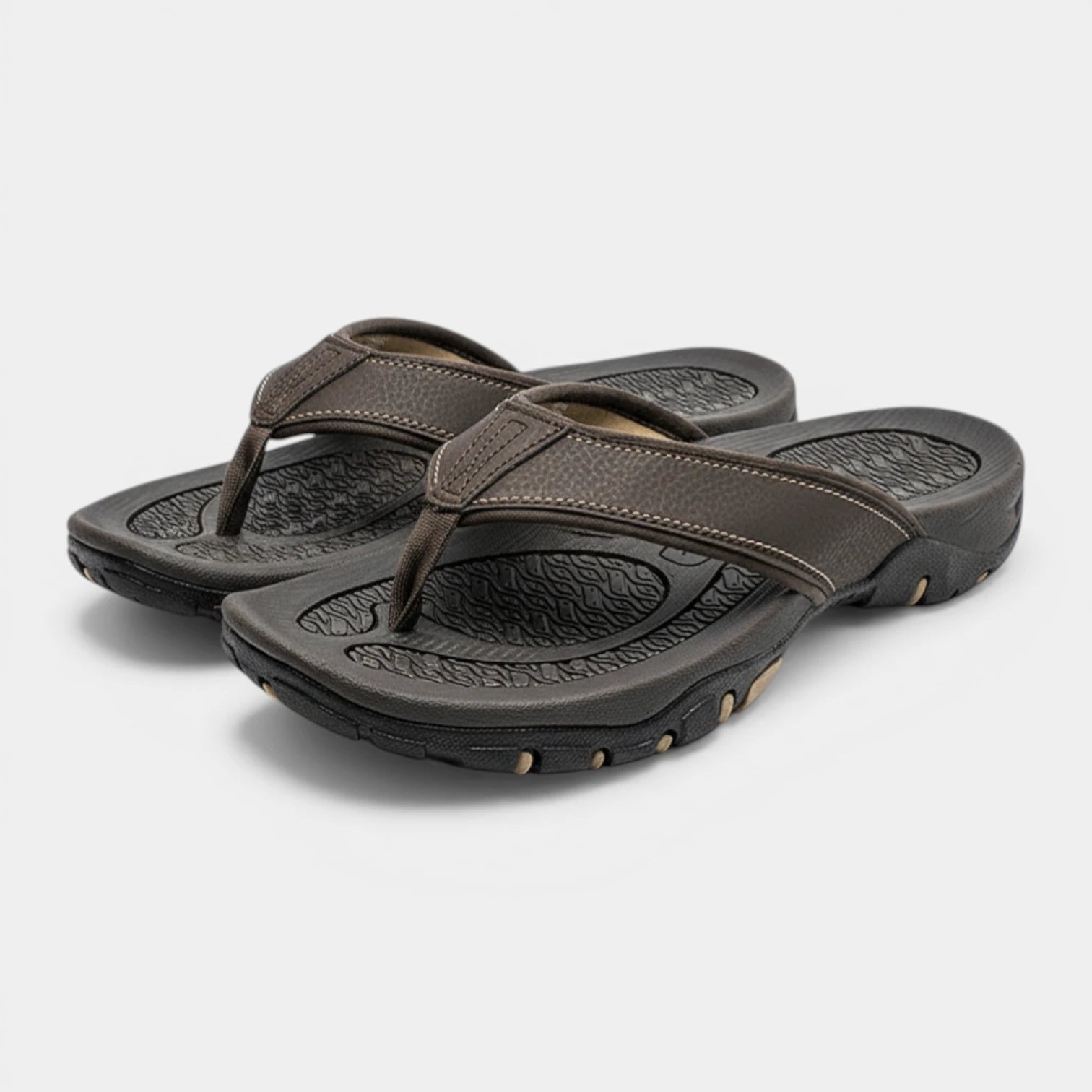 Flip Flops Textured Footbed Wide Strap Slip-On for Men