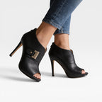 Women's Peep-Toe Buckle Strap Stiletto Booties