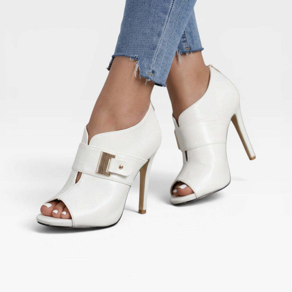 Women's Peep-Toe Buckle Strap Stiletto Booties