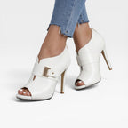 Women's Peep-Toe Buckle Strap Stiletto Booties