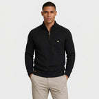 Half-Zip Knitted Jumper Stand Collar Slim Fit for Men