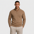 Half-Zip Knitted Jumper Stand Collar Slim Fit for Men