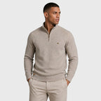 Half-Zip Knitted Jumper Stand Collar Slim Fit for Men