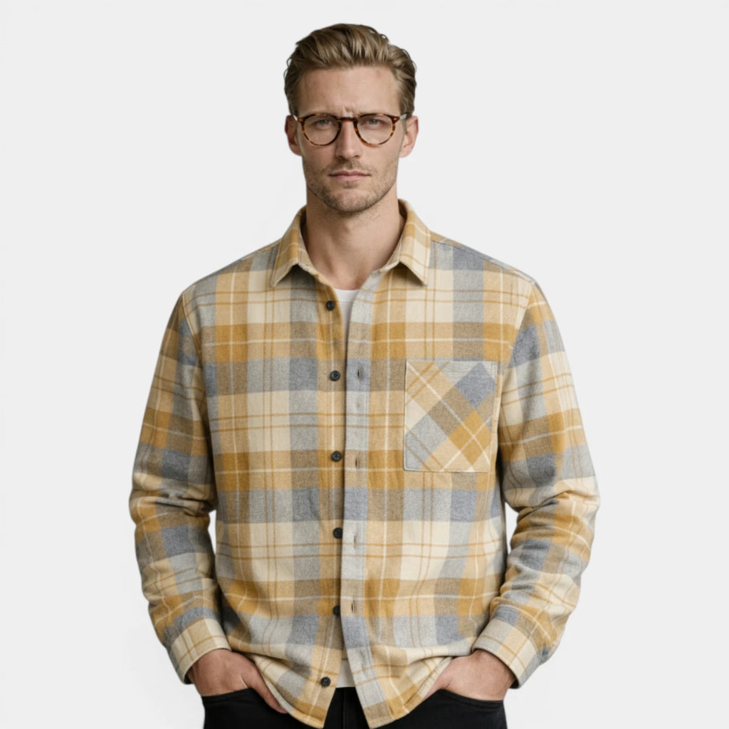 Checked Overshirt Relaxed Fit Button-Front for Men