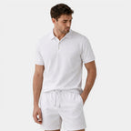 Textured Polo Shirt Drawstring Shorts Set for Men
